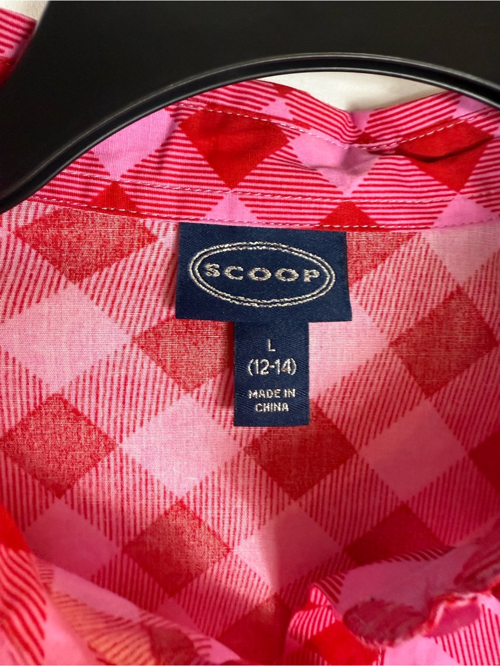 Scoop women dress Red Pink Gingham Twist-Waist Midi Shirt Dress size: L - Picture 9 of 17